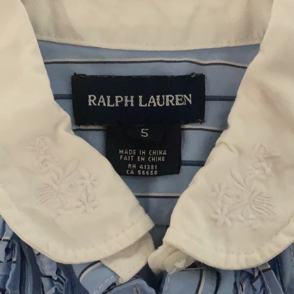 Ralph Lauren Striped Light Blue Girls Dress Sz 5 - Picture 3 of 3